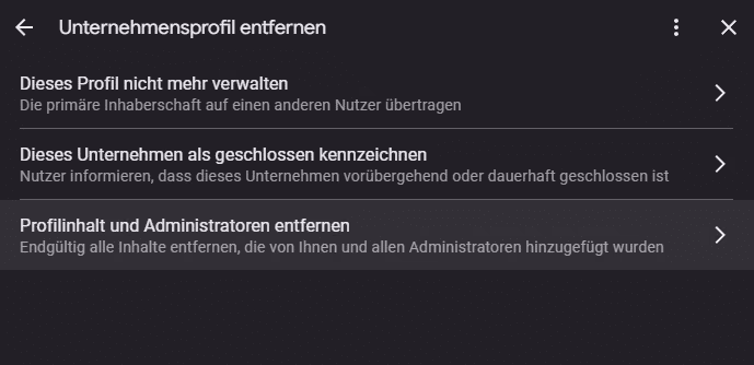3. Schritt Google Unternehmensprofil löschen